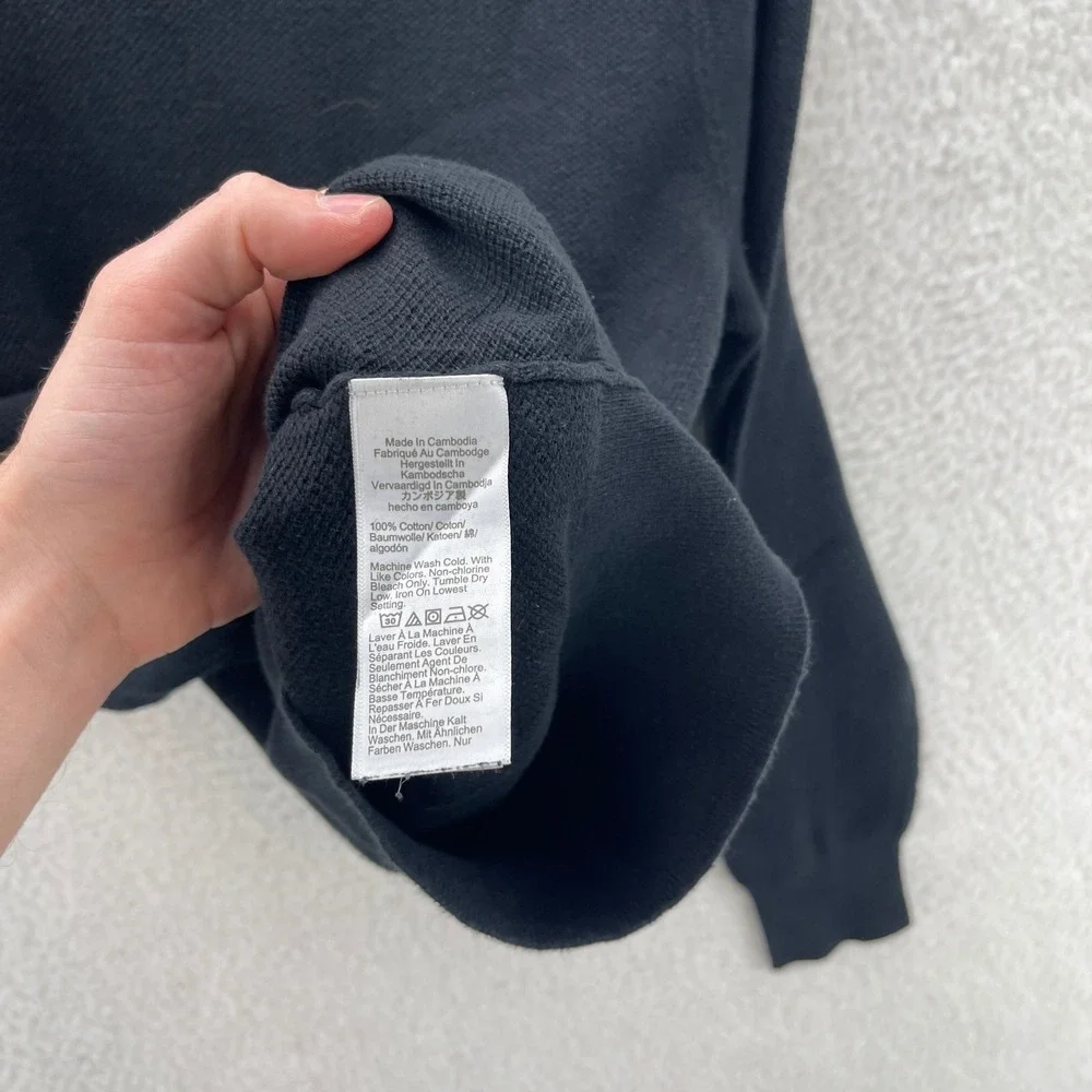 J Crew Shirt Mens Small Black Waffle Knit Thermal Long Sleeve Preppy Y2K Casual